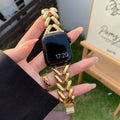 Single row V chain metal watch band for Apple Watch 1 to 8 in silver, black, gold, rose gold or starlight, 22mm to 49mm