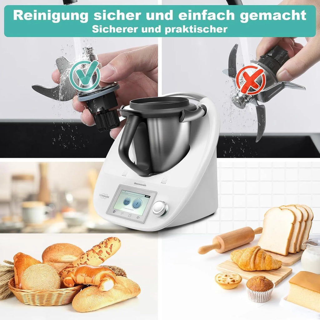Silver ceramic dough knife with stainless steel handle for Thermomix TM6 and TM5 machines