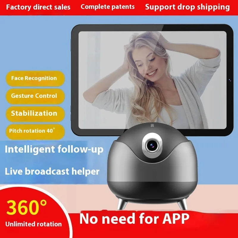 Q8 dual-axis AI face recognition phone stabiliser with ABS housing on a desk
