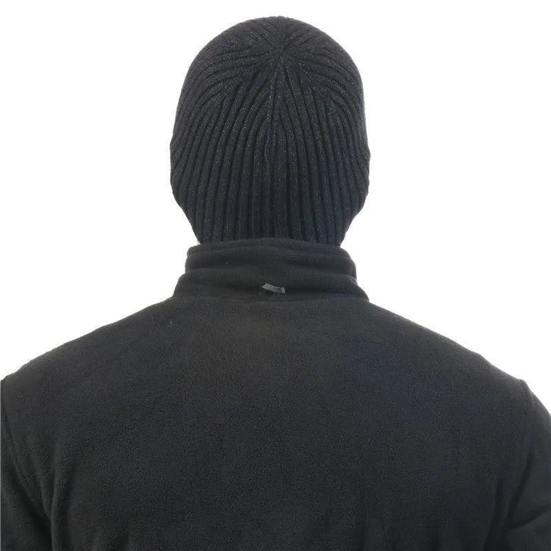 Men's warm acrylic knitted hat with conical crown and straight edge brim, average size, in black, gray, navy blue, army green, khaki, brown, wine red or white.