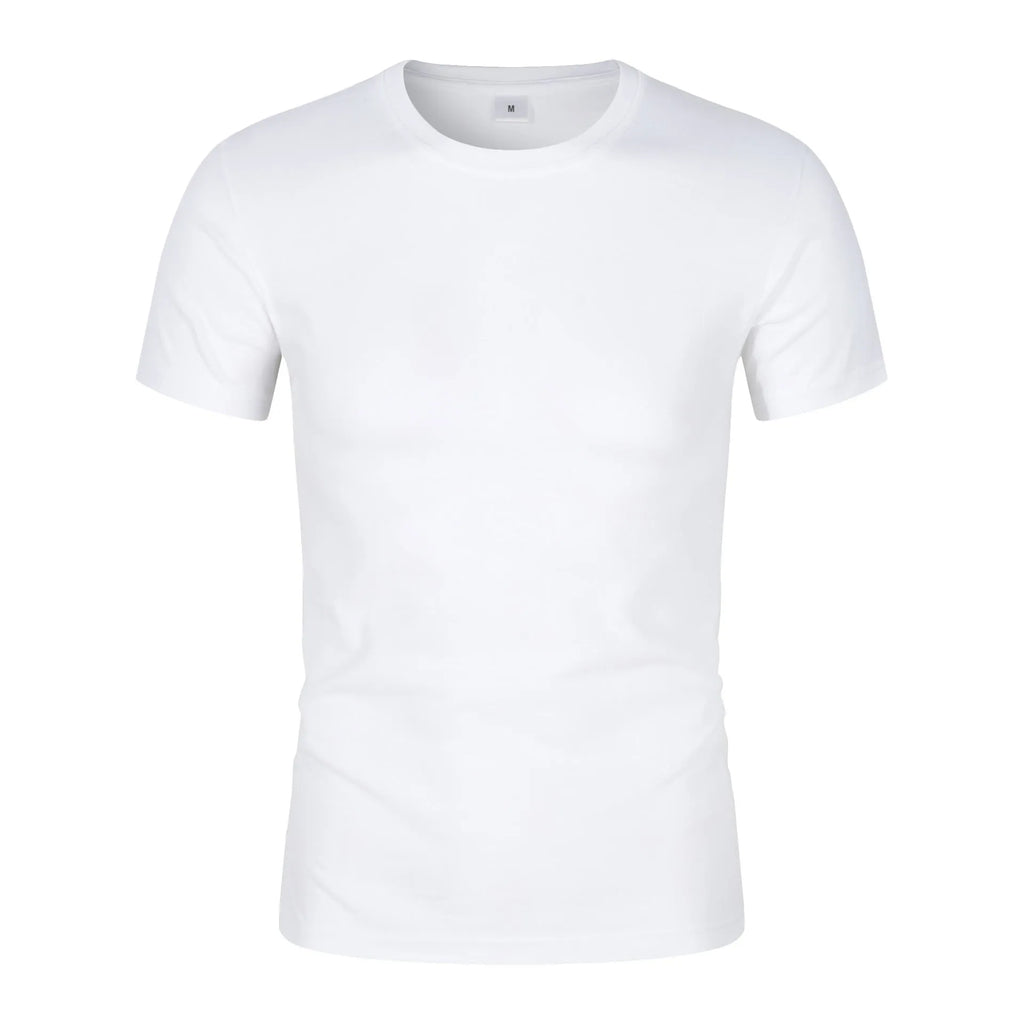 Men's solid colour CVC cotton short-sleeved t-shirt with round neckline