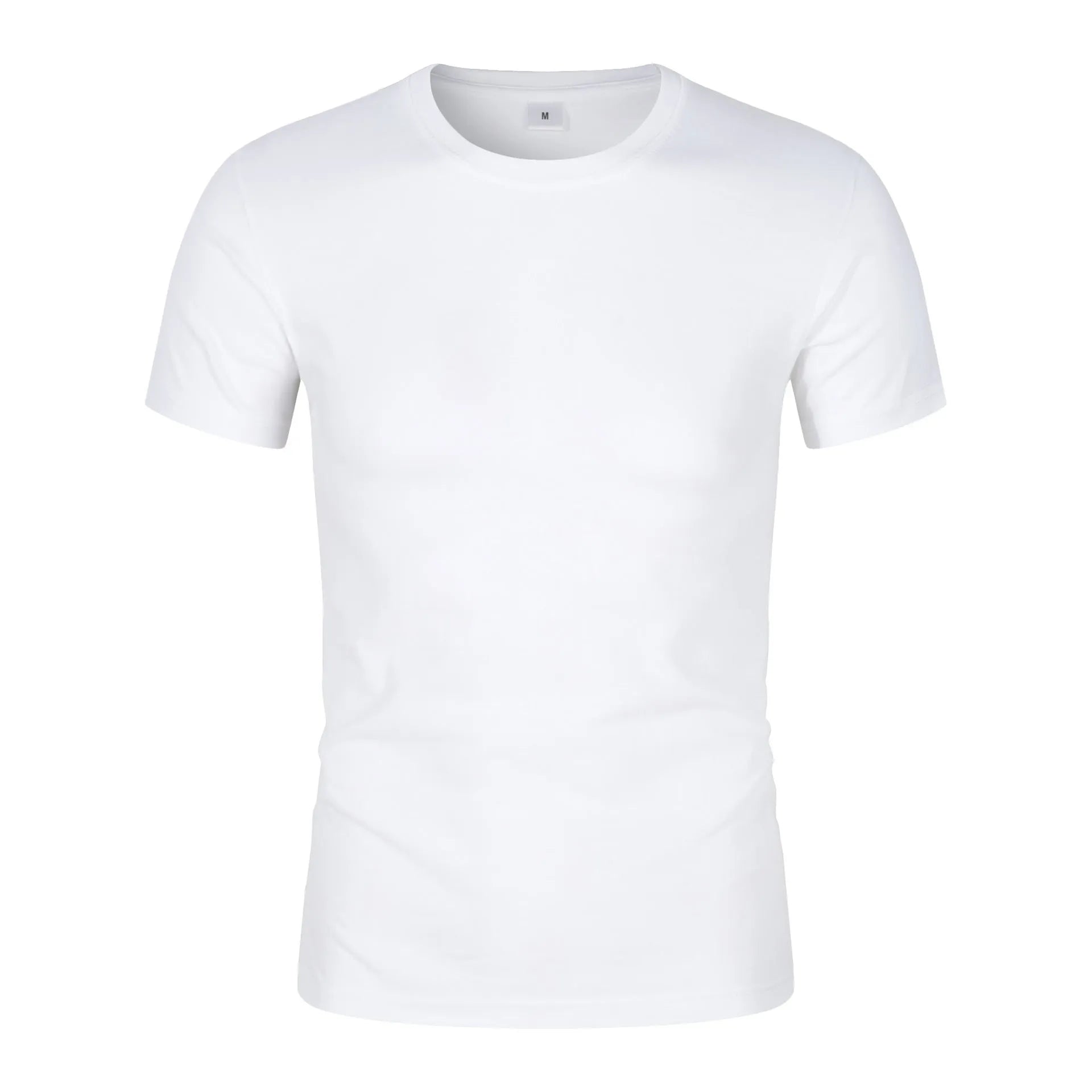 Men's solid colour CVC cotton short-sleeved t-shirt with round neckline