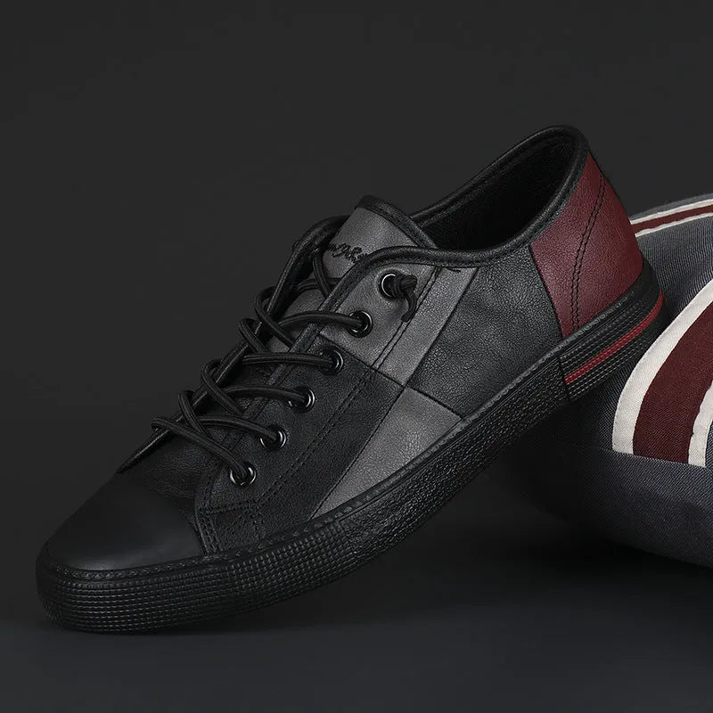 Men's colour matching leather shoes with elastic band and rubber sole in multiple colour options