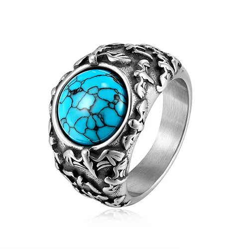 Retro titanium steel unisex ring in steel colour, available in sizes 8 to 12