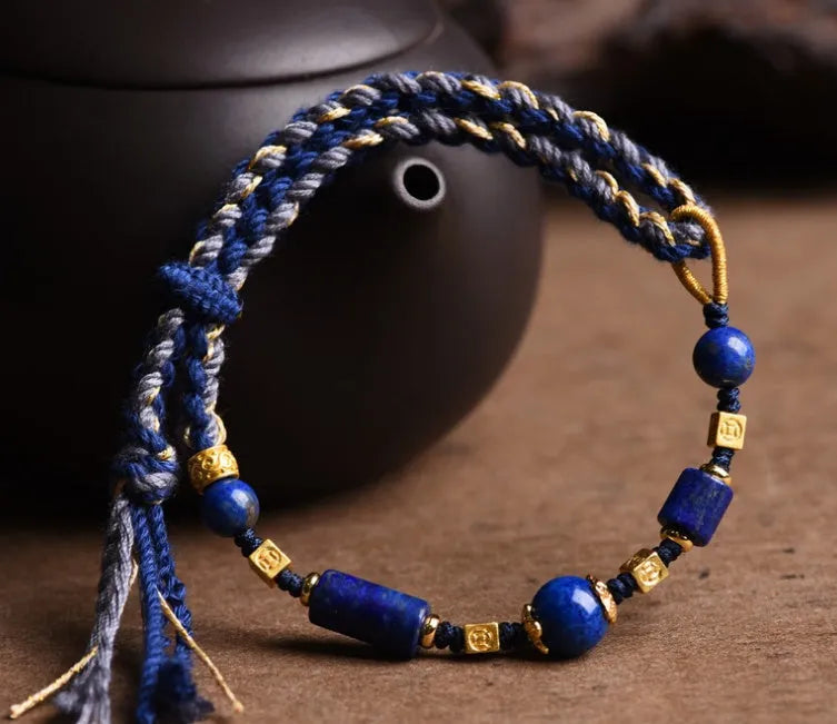 DIY woven watch band with hand-woven rope design in flexible wire showing ethnic style details