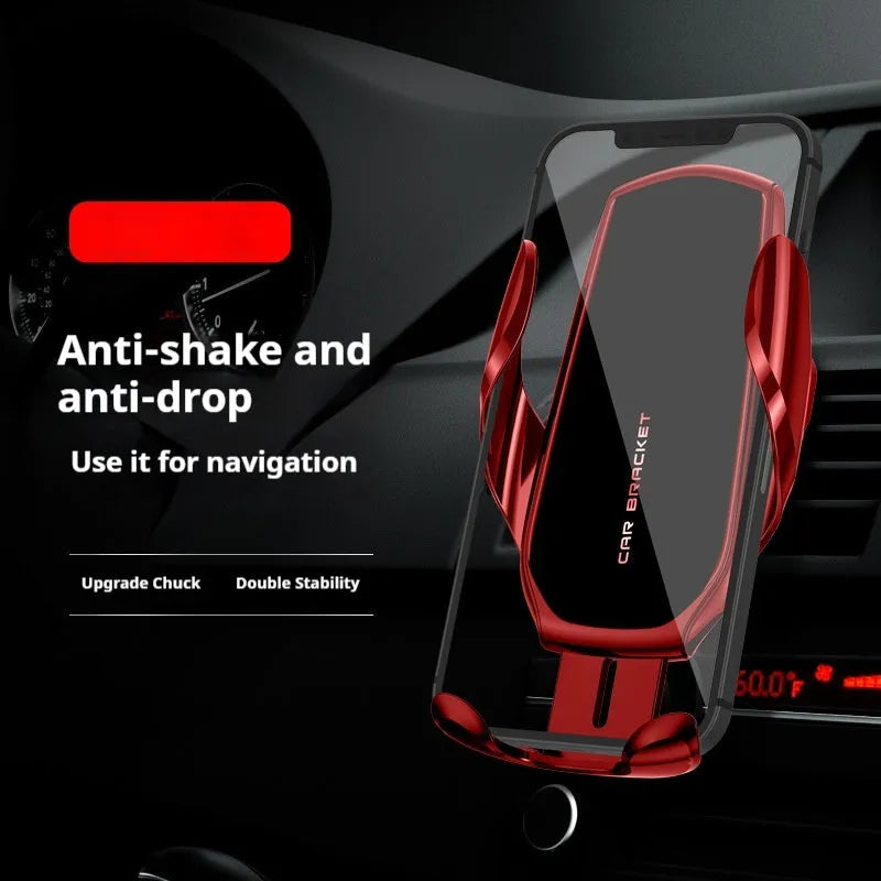 Car interior air outlet navigation support dashboard phone holder with wireless charging in black