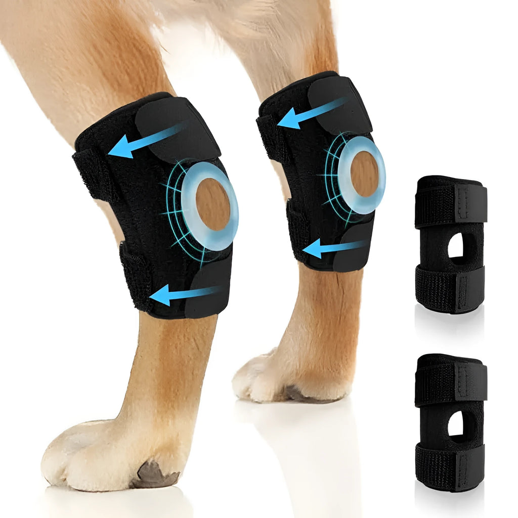 Black polyester pet leg guard for joint support in sizes L, M, and XL