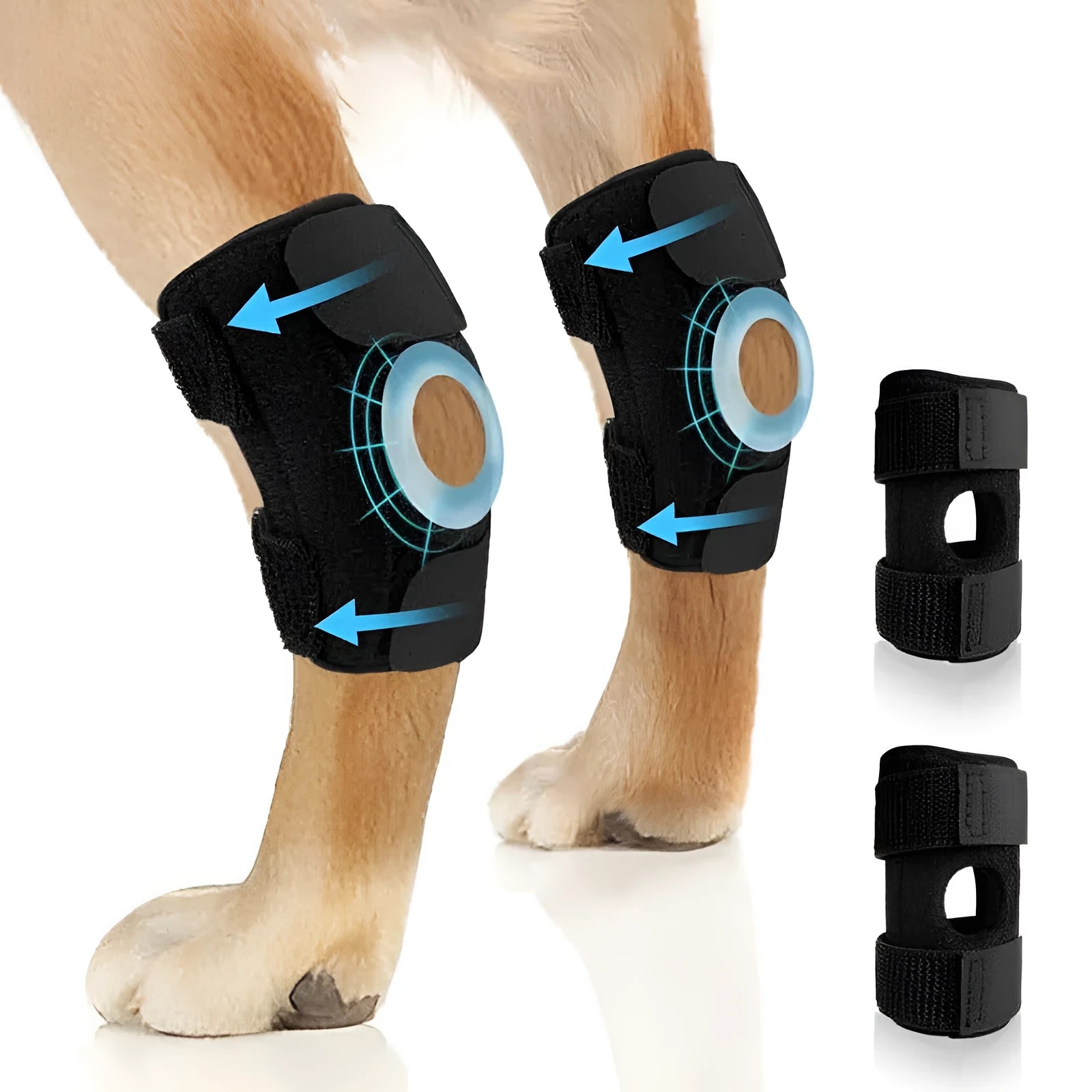 Black polyester pet leg guard for joint support in sizes L, M, and XL