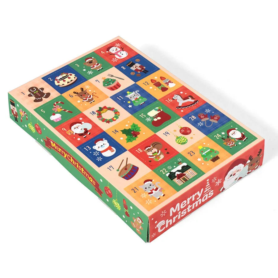 24 grid Christmas gift box blind packaging with surprise calendar design in colour, dimensions 25x17x4cm
