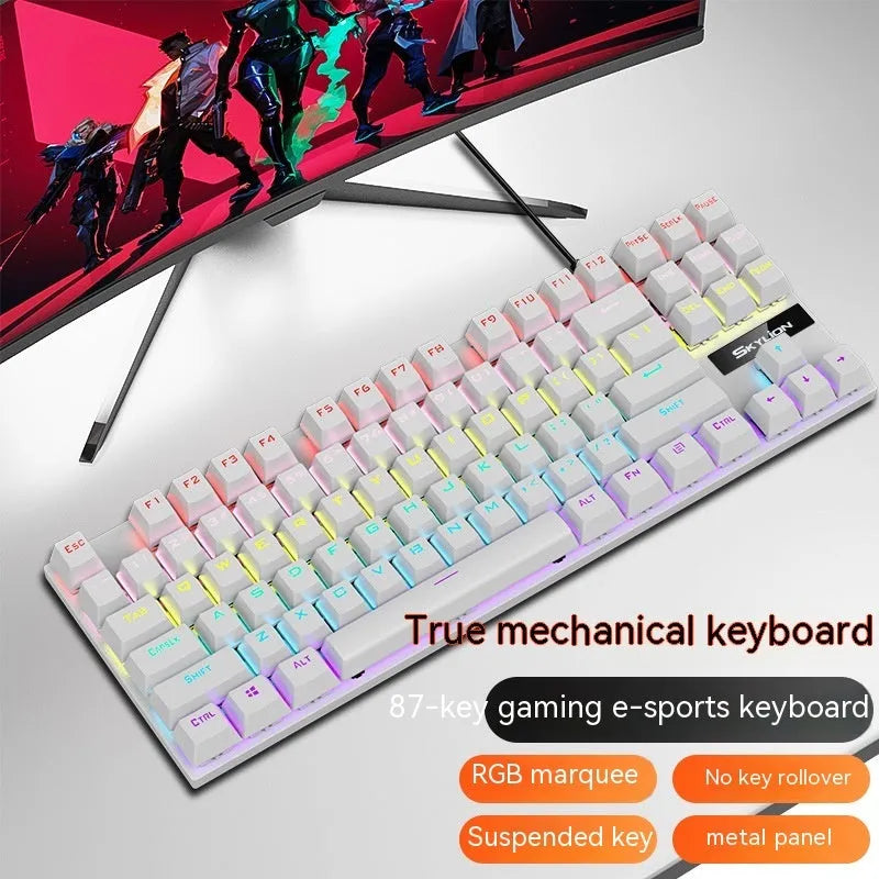 K87 mechanical keyboard with metal construction and 1.4m cable in selected colour with green or red switches