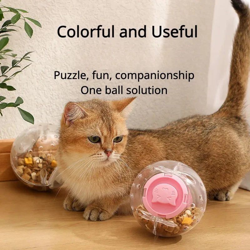 Blue slow feeding ball for dogs and cats with food leakage design, 11.5cm diameter