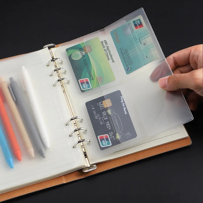 Transparent PVC A5 zipper bag with 6 holes for loose-leaf notebook