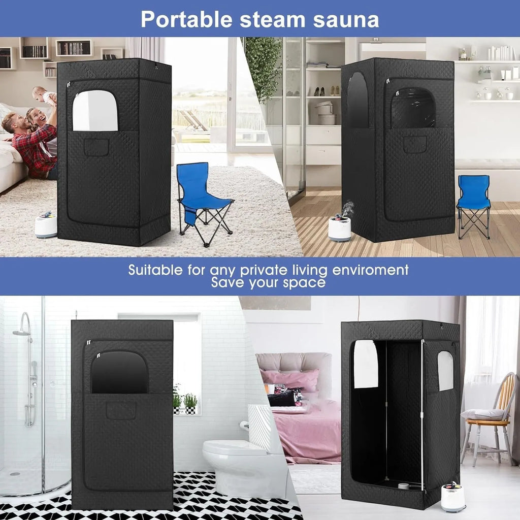 Removable mobile sauna room with stainless steel thickened bracket 180x80x80 cm for home steam spa