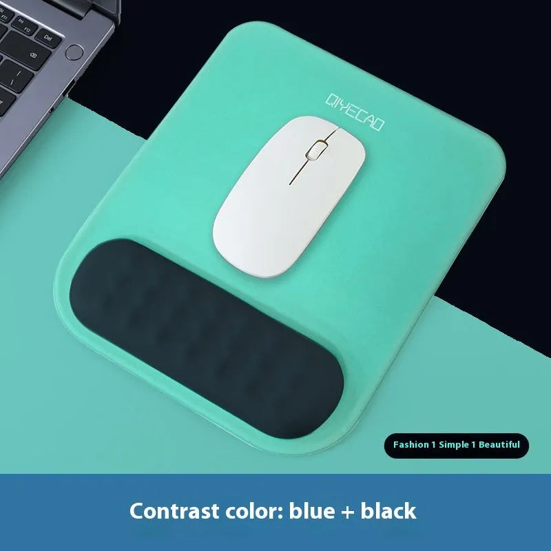Ergonomic cloth silicone mouse pad for wrist support in a contrast colour style.
