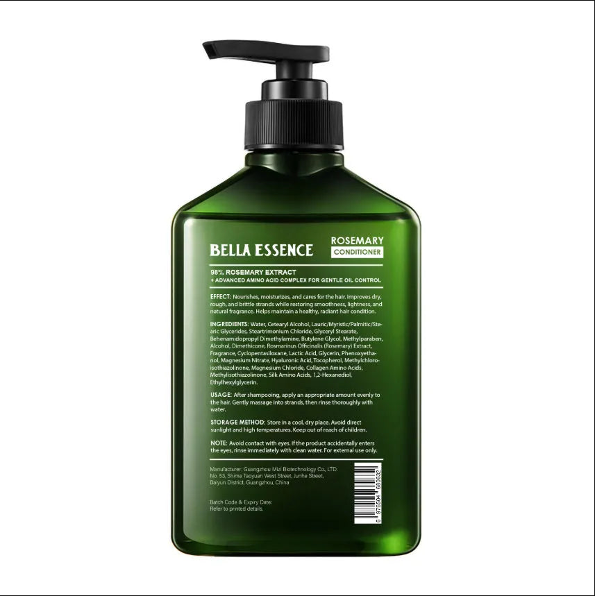 Rosemary anti-dandruff fluffy shampoo and conditioner set with plant extracts for unisex scalp care and soft hair