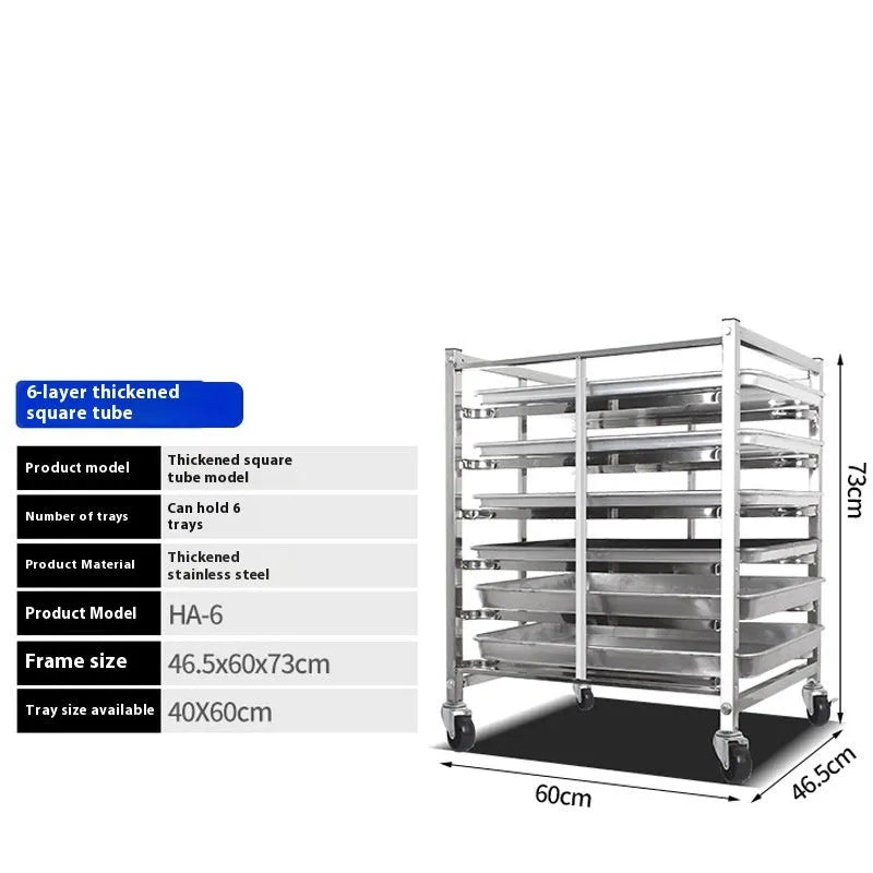 Stainless steel six-layer commercial baking tray rack with locking mechanism
