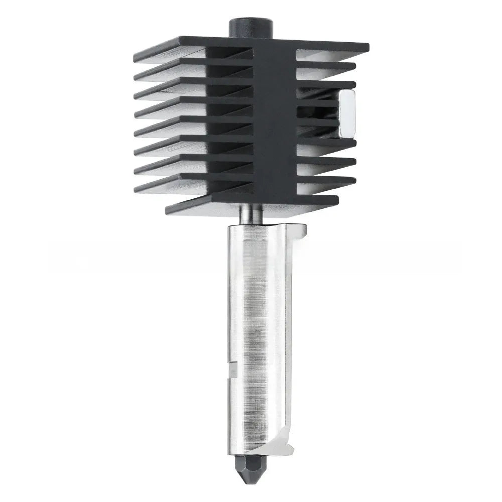 Bambu Lab A1 and A1 Mini 3D printer hot end assembly with hardened steel nozzle and black silicone sleeve