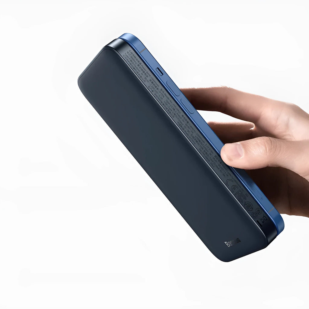 Baseus blue magnetic wireless fast charging power bank with 10000mAh capacity and USB ports