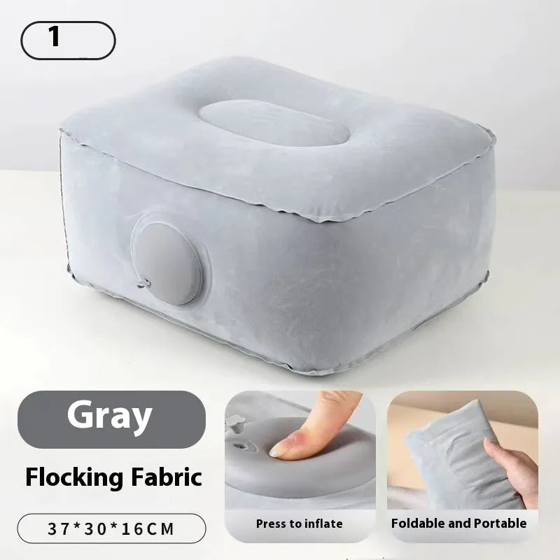 Press inflatable folding seat cushion with flocked texture shown inflated and deflated