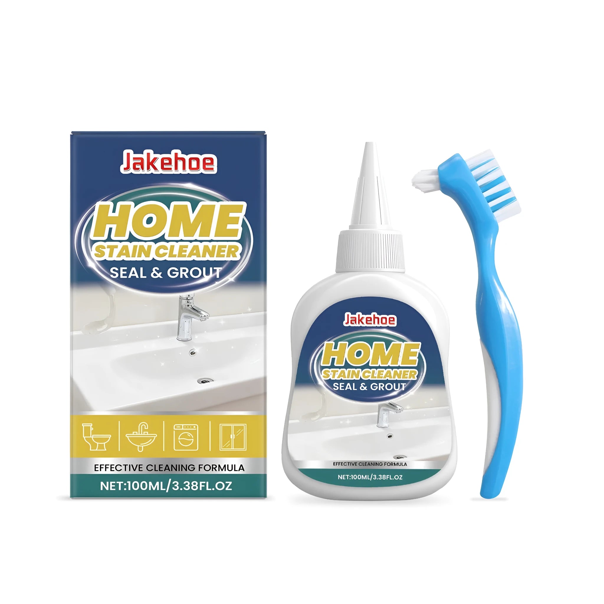 JAKEHOE 100ml household stain cleaning gel with brush for multi-surface stain removal