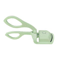 Pink and white USB rechargeable heated eyelash curler with dual temperature settings.