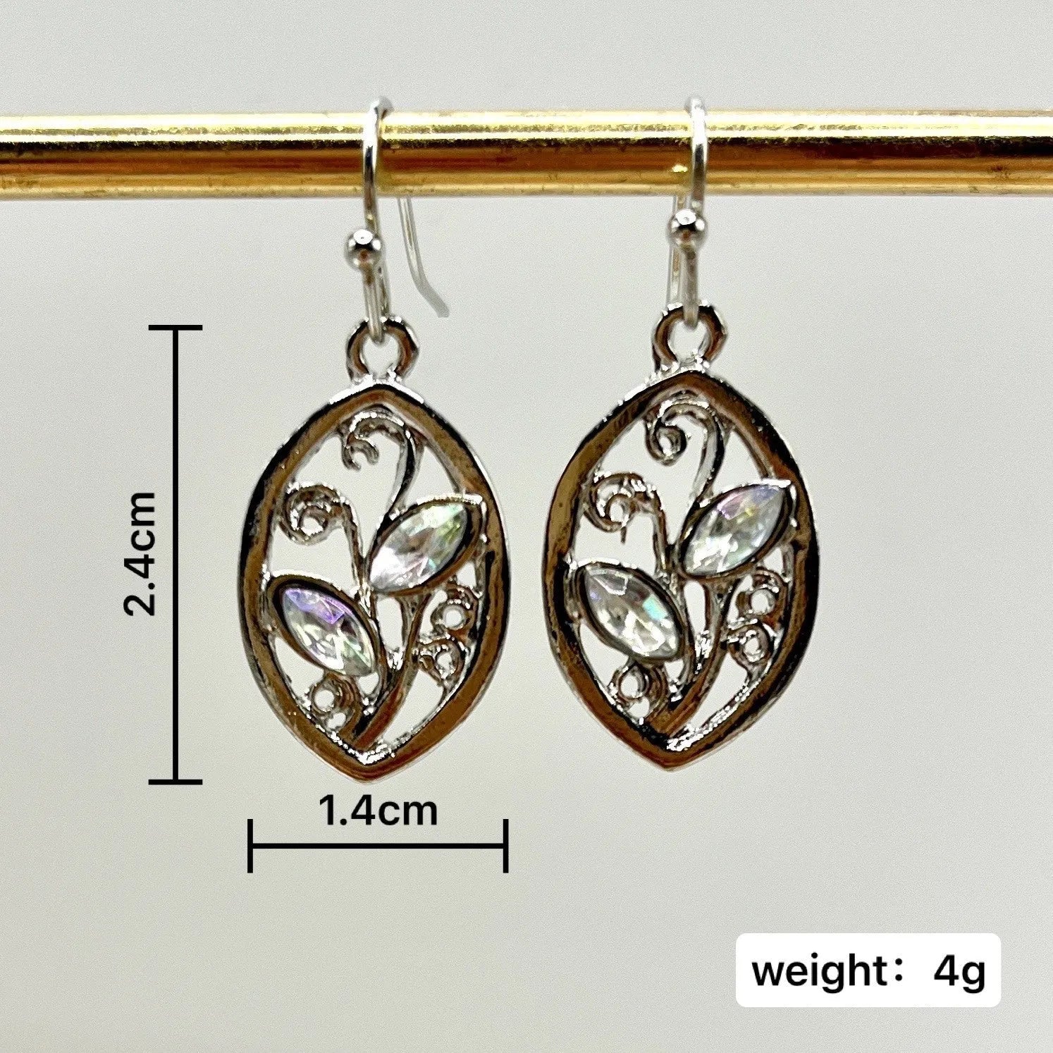 Silver leaf-shaped earrings with colourful moonstone elements for women