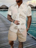 Men's short sleeve Hawaii shirt and matching shorts with a colourful 3D printed tropical pattern