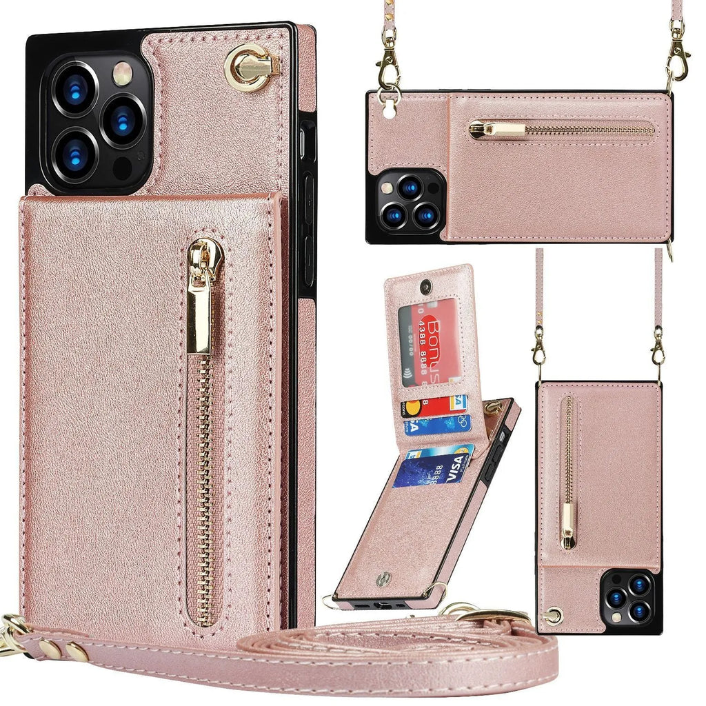 Solid colour leather and TPU mobile phone case shown fitted on a smartphone.