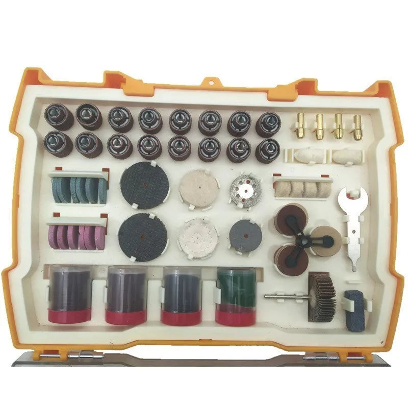 302 piece electric grinding accessories box with polishing, cleaning, carving, sharpening, drum and drill pieces for rotary tools