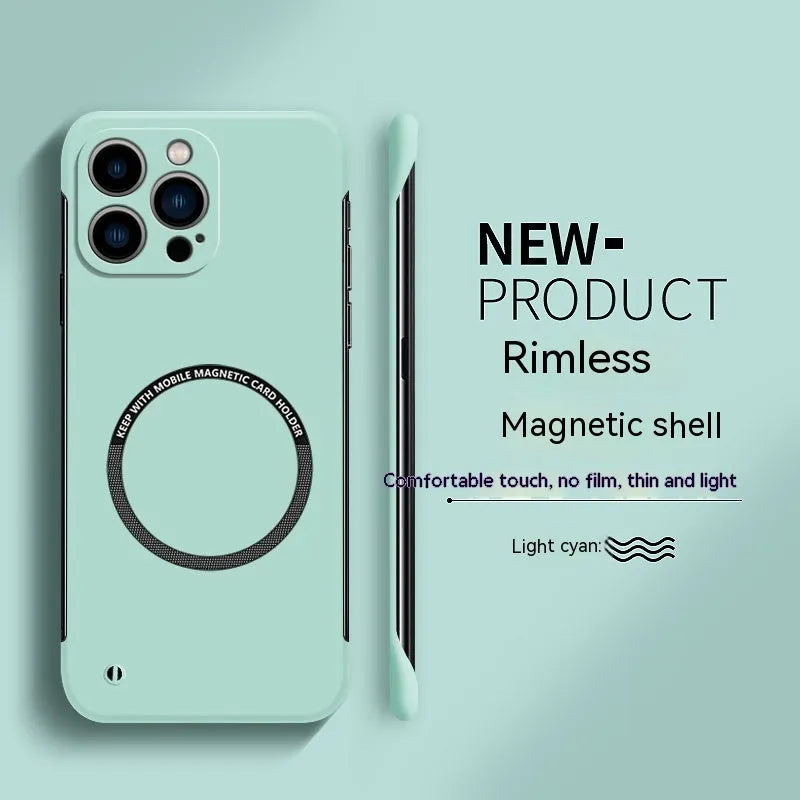 Acrylic magnetic suction frameless phone case for iPhone 14 13 12 11 series, milk white colour