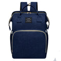 Upgraded multifunctional maternity diaper backpack in black with foldable portable crib and large capacity