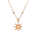 Alloy clavicle necklace with inlaid opal flower pendant on cross chain, gold or silver finish