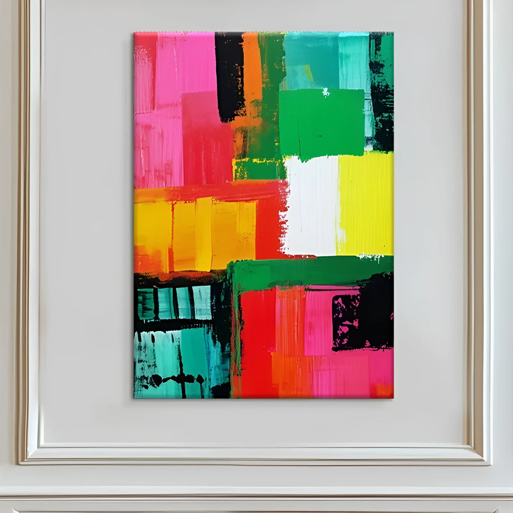 Hand painted abstract oil painting on canvas, large size, colourful modern design, unframed