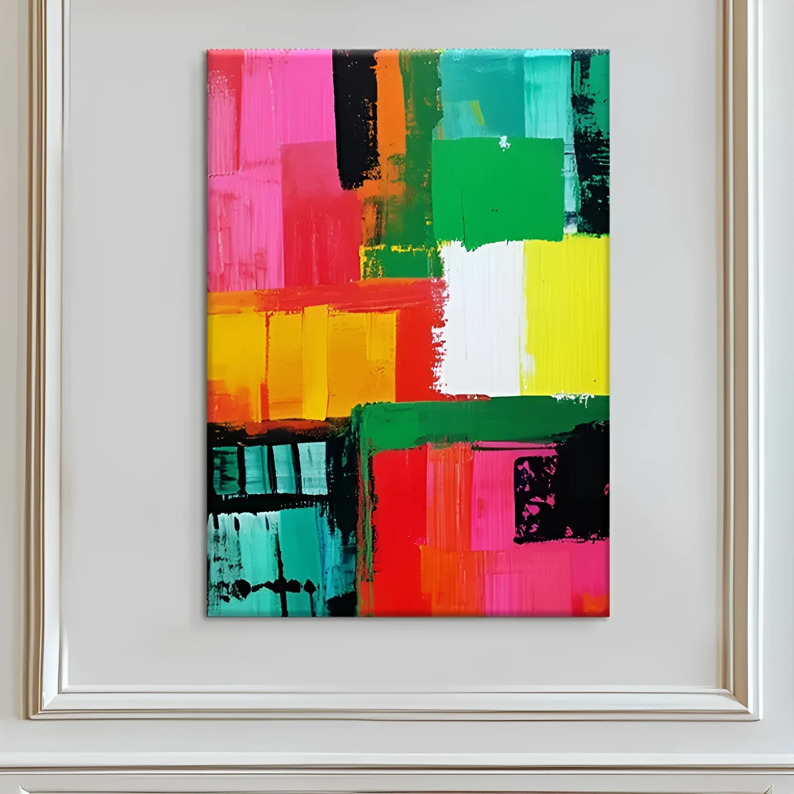Hand painted abstract oil painting on canvas, large size, colourful modern design, unframed