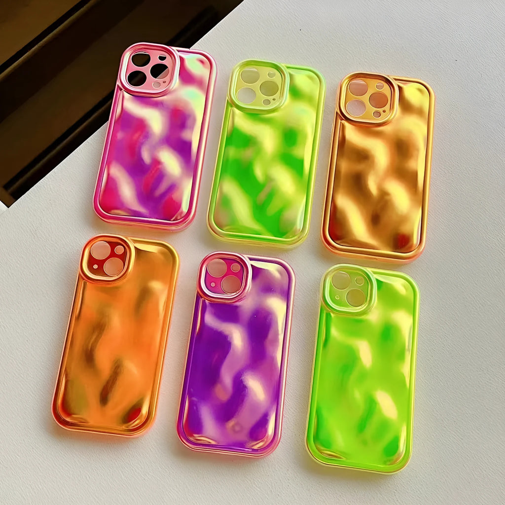 All Wrapped Creative Light meteorite pattern silicone phone case in fluorescent green for iPhone 14