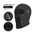 Stretch fleece ski headgear with glasses hole for motorcycle or bicycle use, free size, in basic black colour