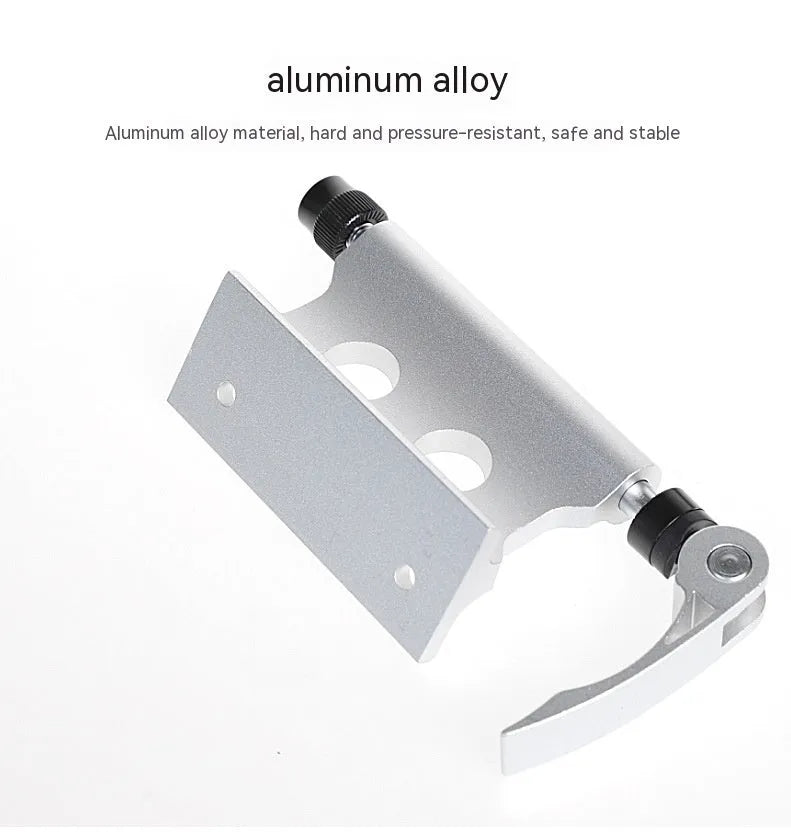 Silver metal bicycle front fork quick-release fixing clip for secure transport
