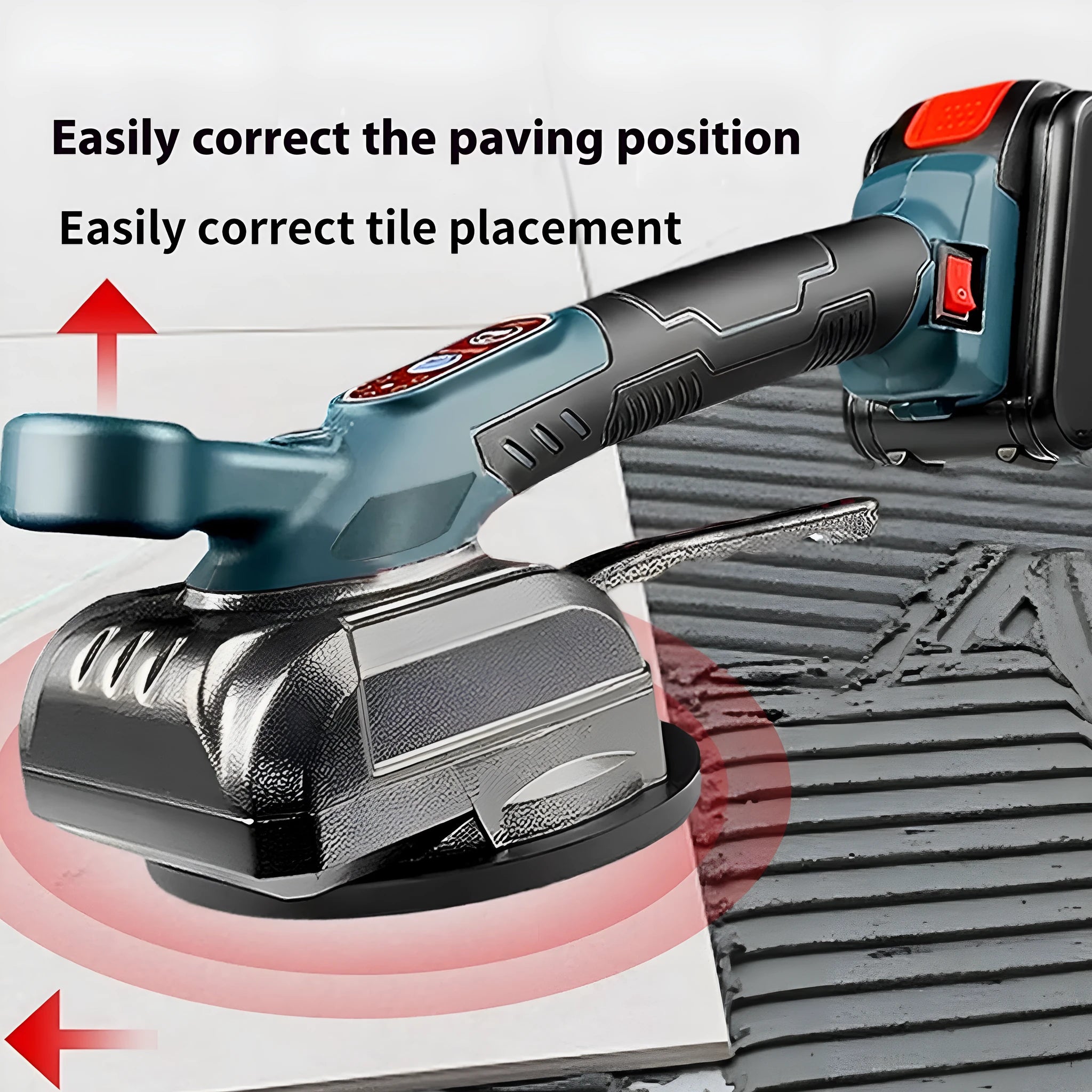21V cordless tile vibrator machine with two batteries and charger for floor tiling
