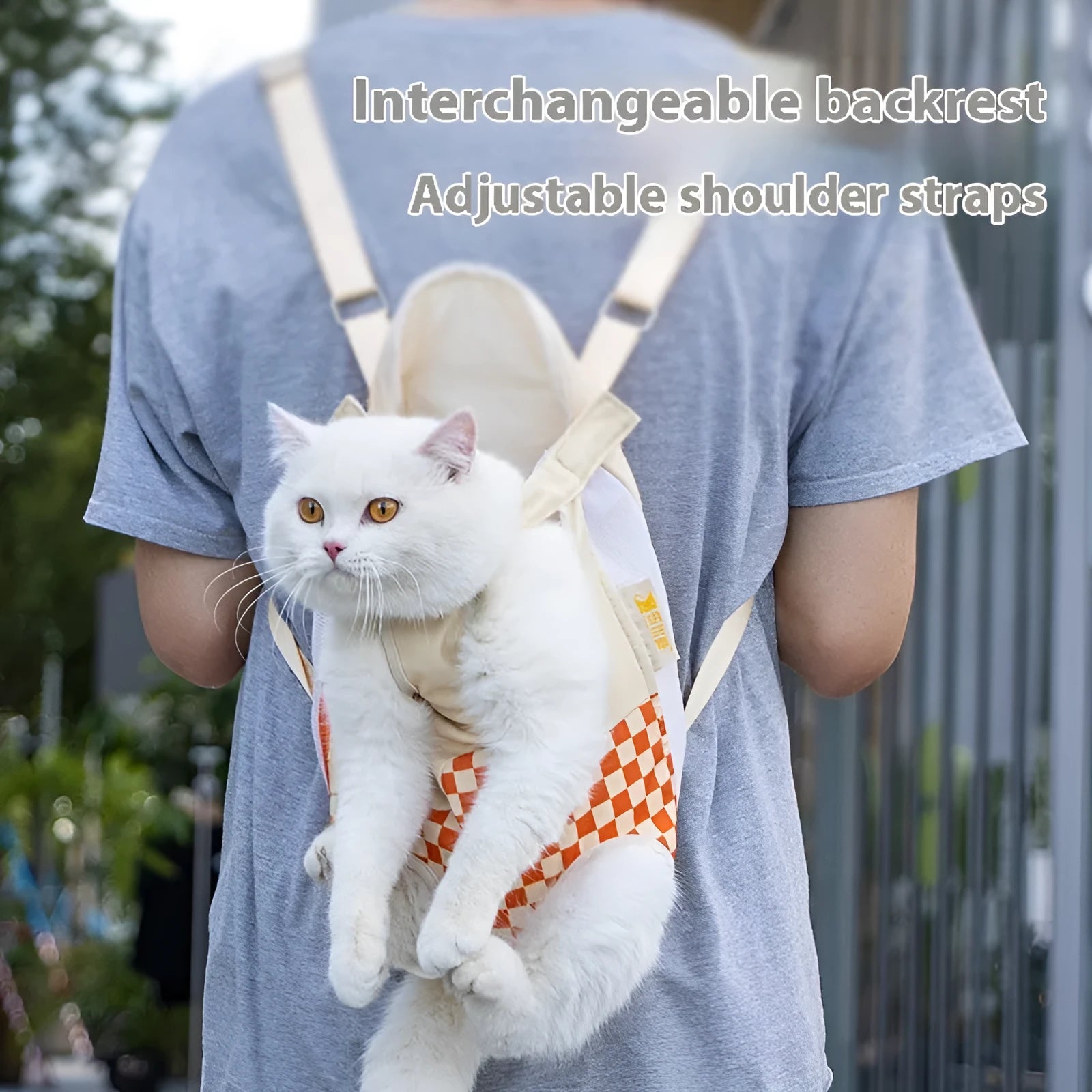 Soft non-woven polyester canvas pet backpack worn on chest for cat transportation in VC orange colour