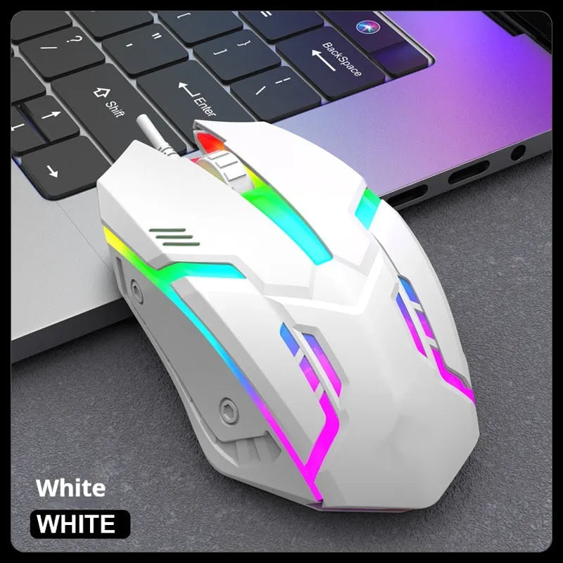 E-sports weighted wired mouse USB laptop game large mouse in black plastic with cable