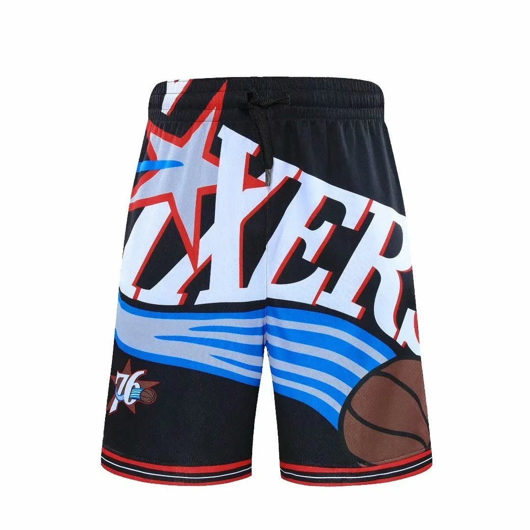 Black men's basketball shorts with bamboo fiber fabric, loose fit, sizes S to 5XL