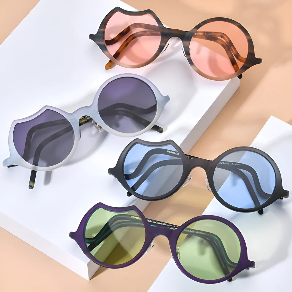 Unisex frosted irregular sunglasses in matte colour-blocked frame and lens combinations, size 48-23-145, one pair