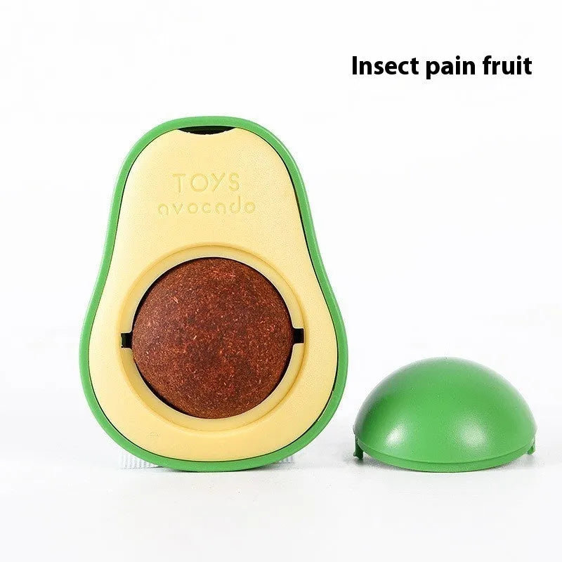 Plastic catnip ball toy for dental care in various colours with textured chewing surface