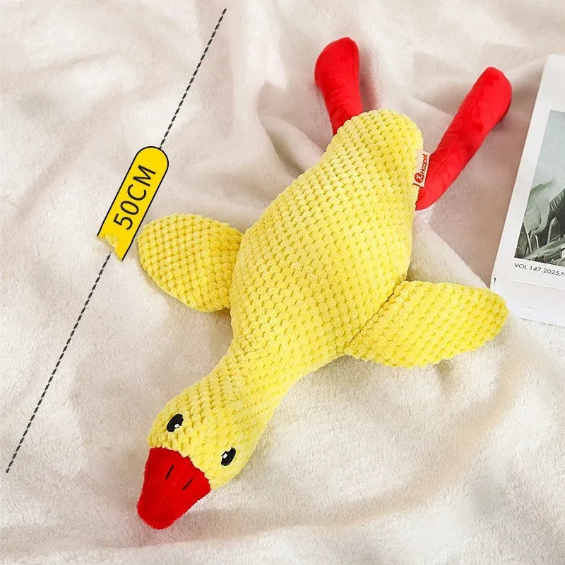 Rhubarb goose plush dog toy with sound molar and simulated pineapple grid texture
