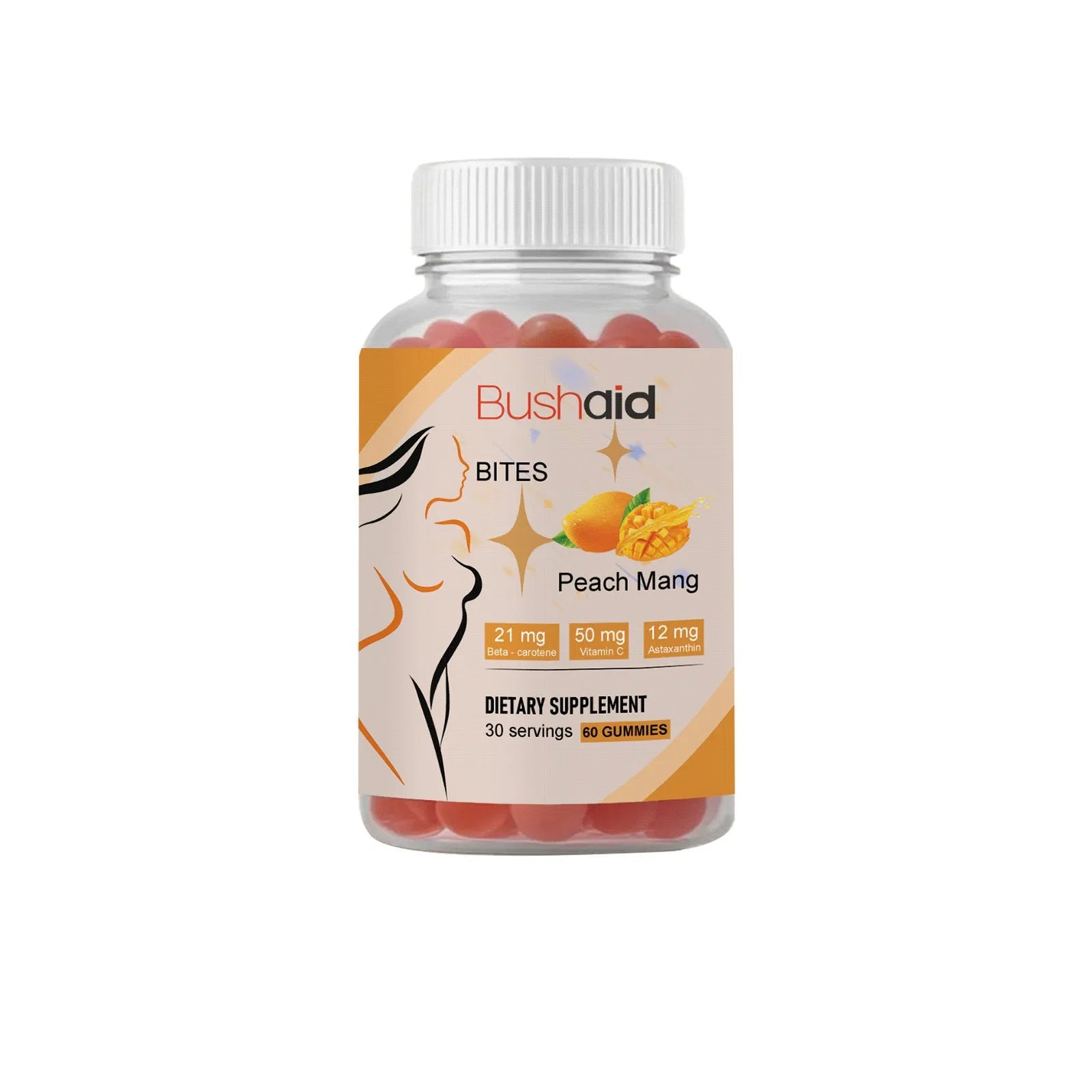 Bushaid Tanning Gummy Candies dietary supplement soft sweets 60 count pack