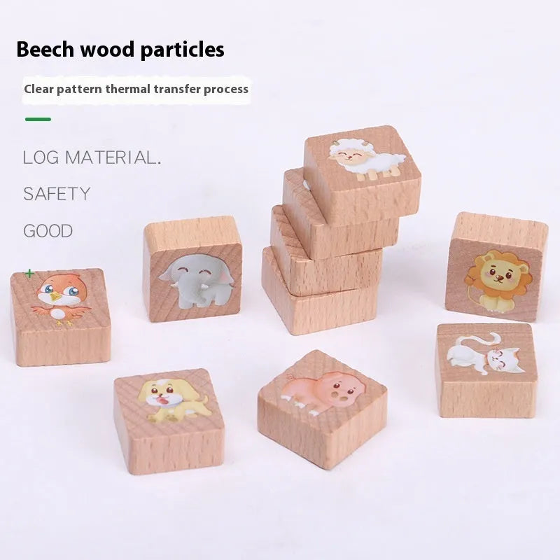 Wooden animal bus platform board game for kindergarten mathematics with colourful animal pieces