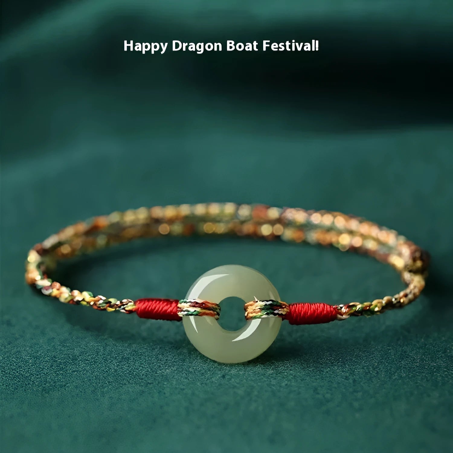 Handmade colourful rope bracelet with peace buckle on woven braided design