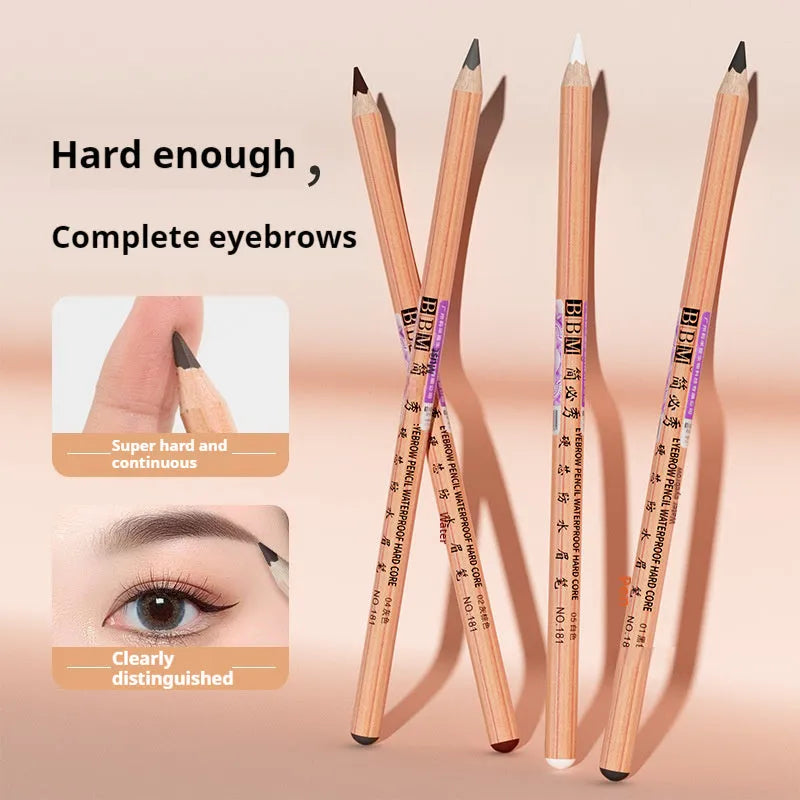 Wild Lines wooden hard core waterproof eyebrow pencil in brown shade with marker tip on a plain background