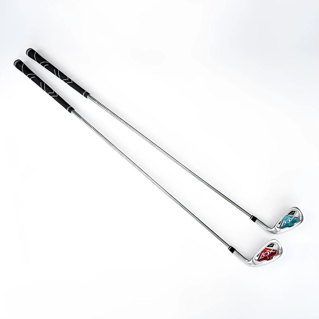 Beginner golf club with carbon or steel shaft in men's red, blue, or women's purple, 940mm length