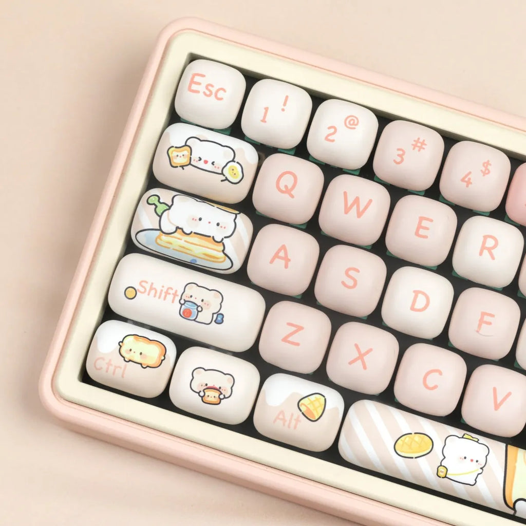 MOG Steamed Bread Bear mechanical keyboard key cap set with PBT construction and thermal sublimation printing